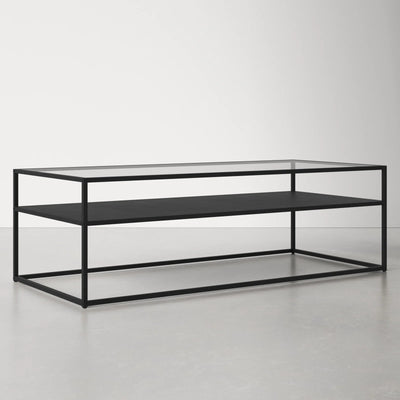 Mesa de Centro Rectangular 110 Glass Metal Black