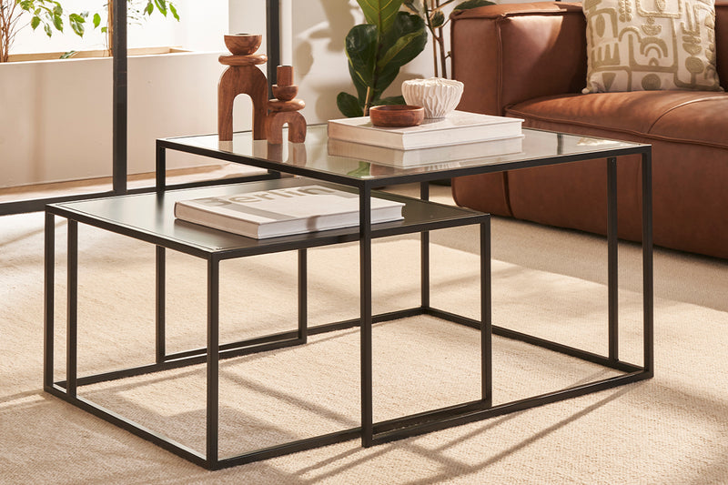 Mesas de Centro Nido Cuadrada LUMEN - METAL GLASS - Kallfu