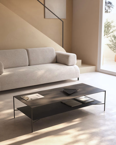 Mesa Centro Flatt Doble Nivel Metal Black