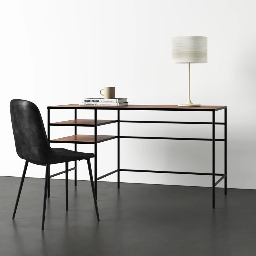Escritorio 2 Repisas Rectangular Toffee Negro — Kallfu.cl