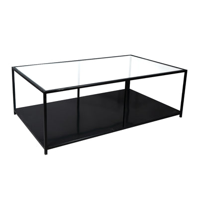 Mesa de centro Rectangular 120 NEGRA dos niveles METAL GLASS