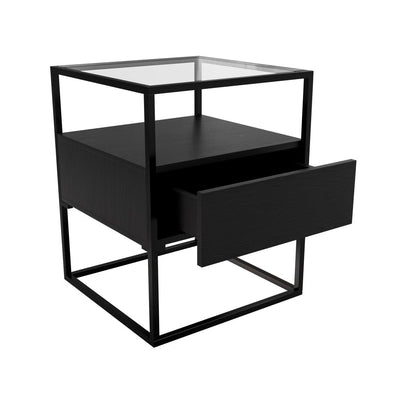 Velador Glass con cajón ABEDUL BLACK — Kallfu.cl