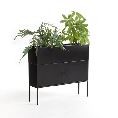 Arrimo de plantas 90 con puerta exterior metal black