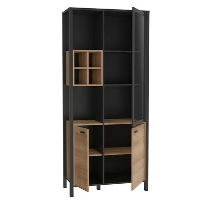 Vitrina 180 Industrial Black & Wood