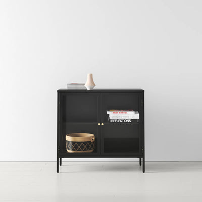 Gabinete Bajo Dos Puertas Glass Metal Black