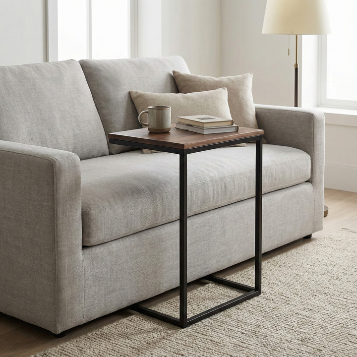 mesa lateral con diseño moderno de madera