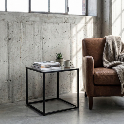 Mesa Lateral CUBO GLASS — Kallfu.cl