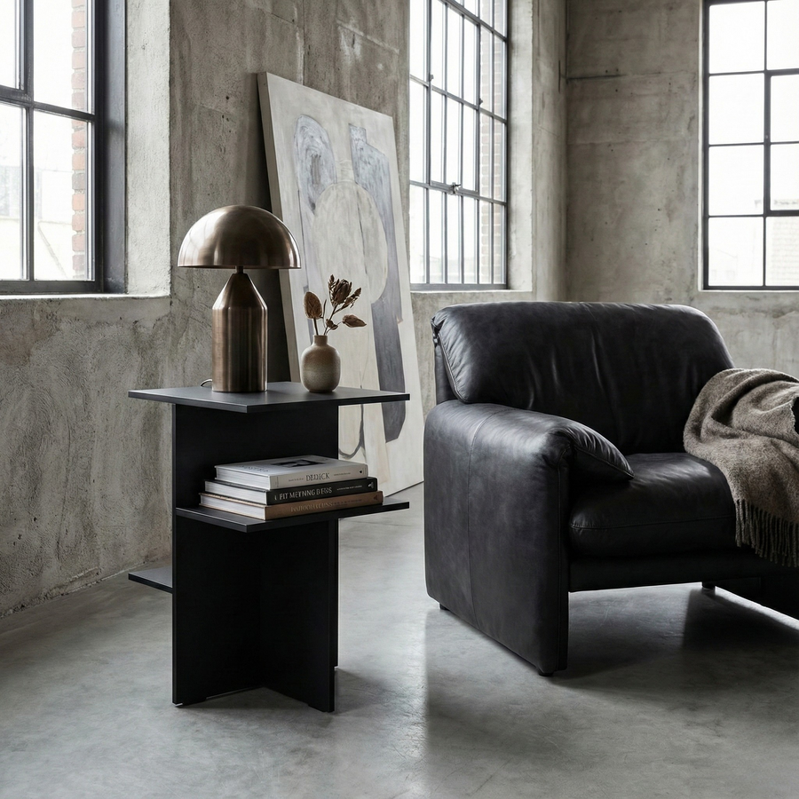 Mesa lateral Square ABEDUL BLACK — Kallfu.cl