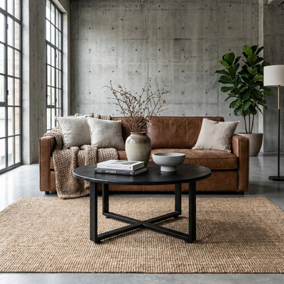 Mesa de centro redonda cruz 90 BLACK — Kallfu.cl