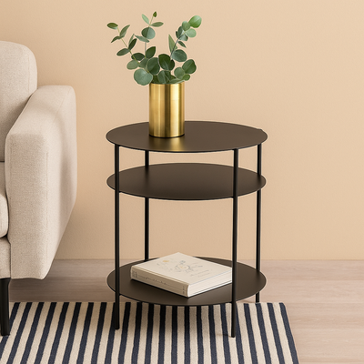 Mesa Lateral Auxiliar 3 Nivel Circular │VARA metal black