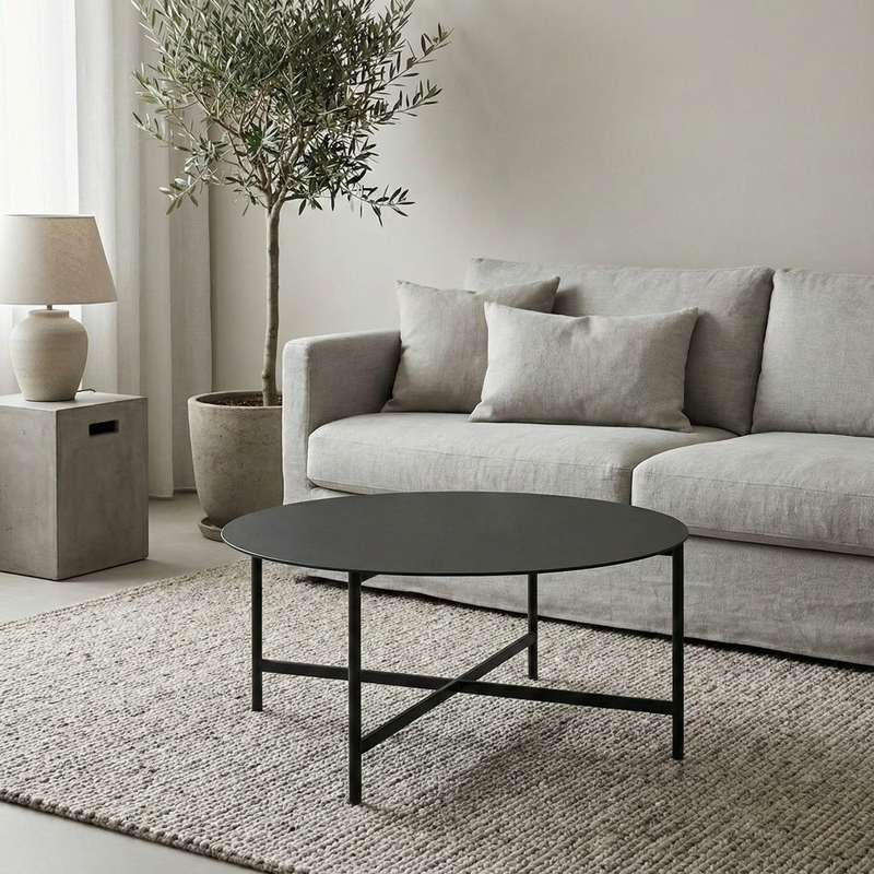 Mesa de Centro Circular X METAL BLACK — Kallfu.cl