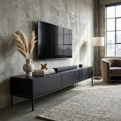 RACK TV 185 Abedul LUXE METAL BLACK — Kallfu.cl