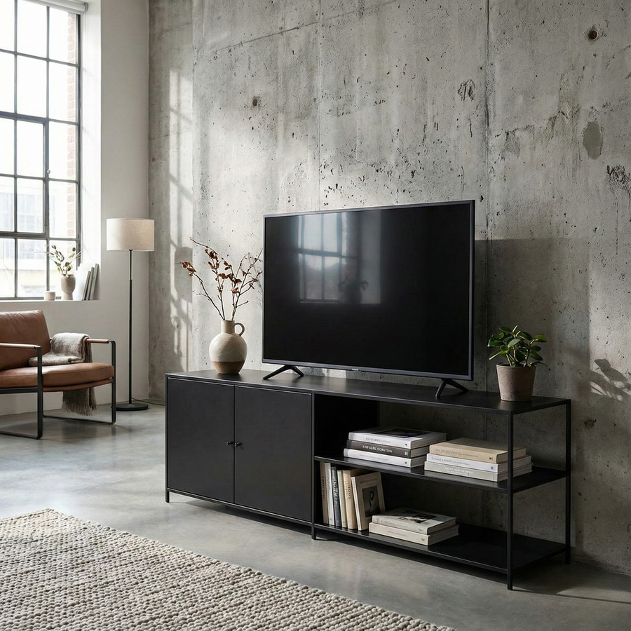 Rack TV Puerta 140 Metal Black — Kallfu.cl