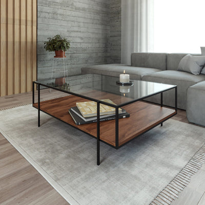 Mesa de centro Doble Nivel Glass Toffee Negro