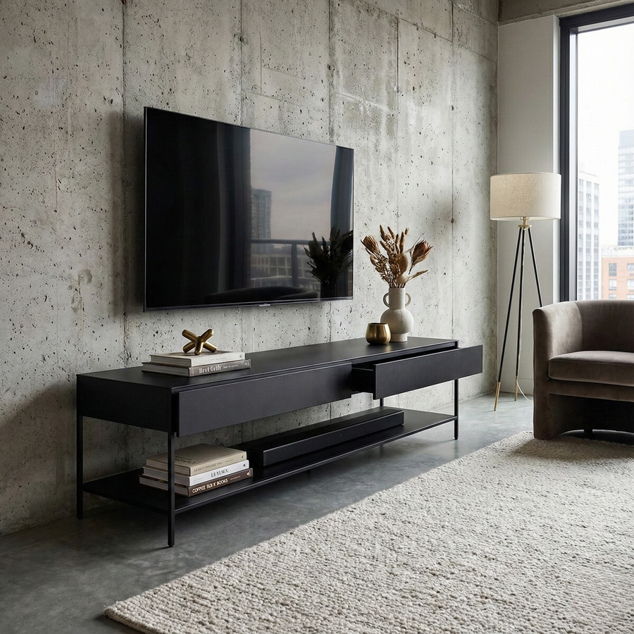 RACK TV 135 Abedul LUXE Metal BLACK — Kallfu.cl