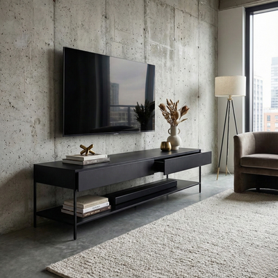 RACK TV 135 Abedul LUXE Metal BLACK — Kallfu.cl