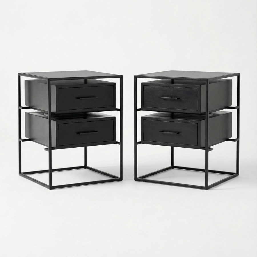 COMBO: 2 Velador Industrial ABEDUL LUXE BLACK — Kallfu.cl