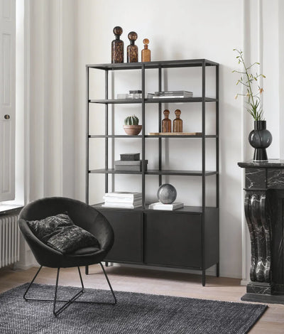 Biblioteca de 2 puertas metal black