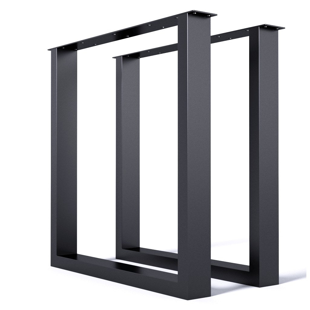 Base Cuadrada Kallfü metal negro para mesa, 71 cm — par de patas