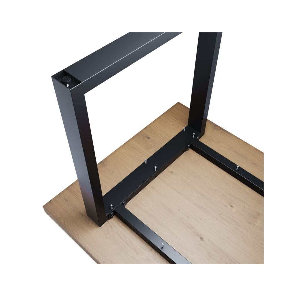 Base U Eta Kallfü metal negro para mesa, 72 cm — montaje bajo la cubierta