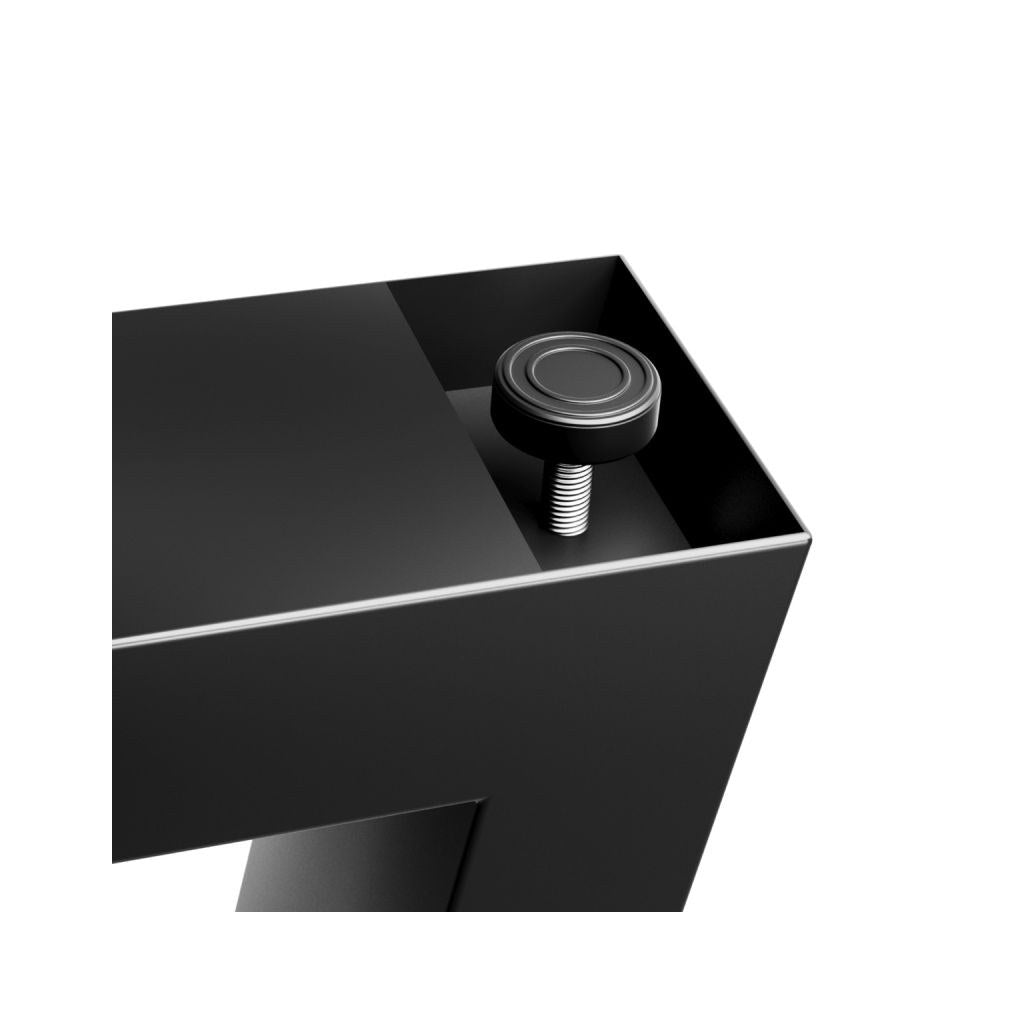 Base U Eta Kallfü metal negro para mesa, 72 cm — nivelador regulable