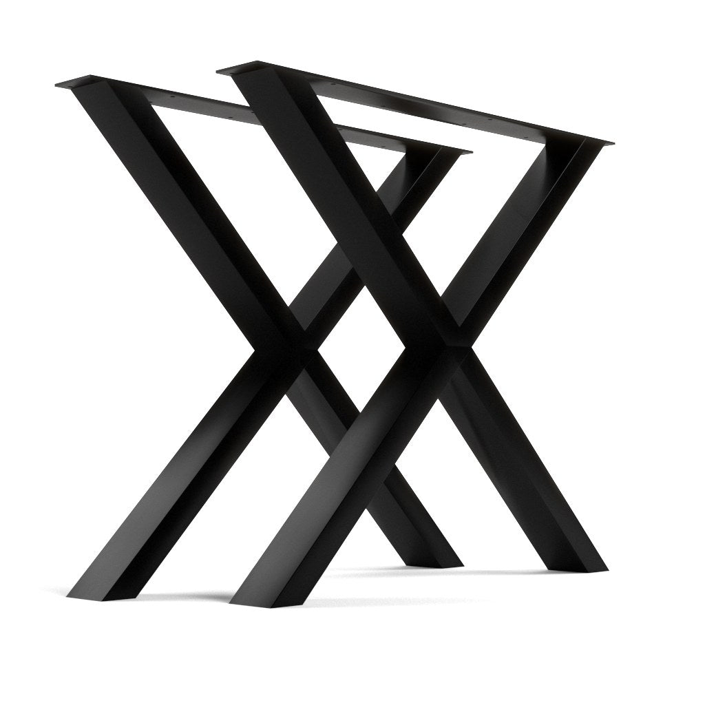 Base X Kallfü metal negro para mesa, 71 cm — vista frontal