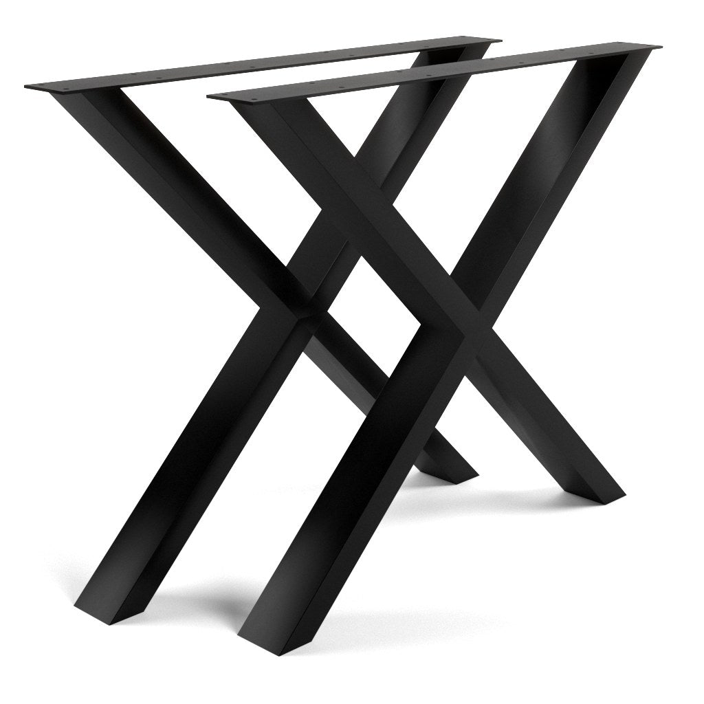 Base X Kallfü metal negro para mesa, 71 cm — par de patas