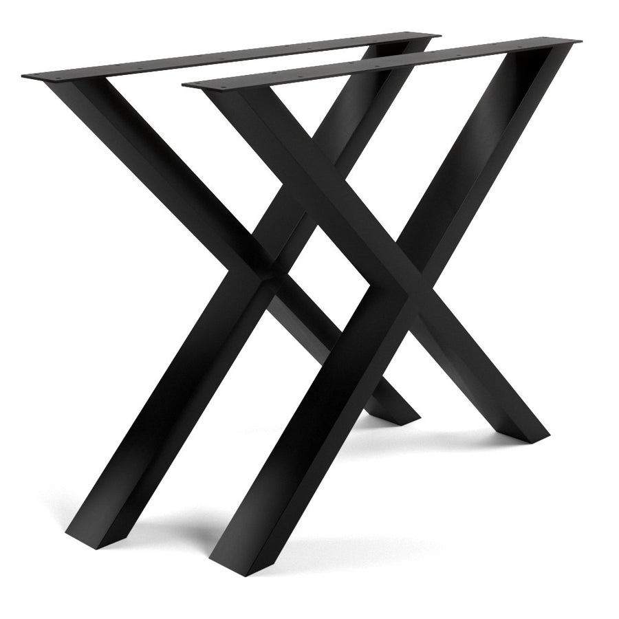 Base X Kallfü metal negro para mesa, 71 cm — par de patas
