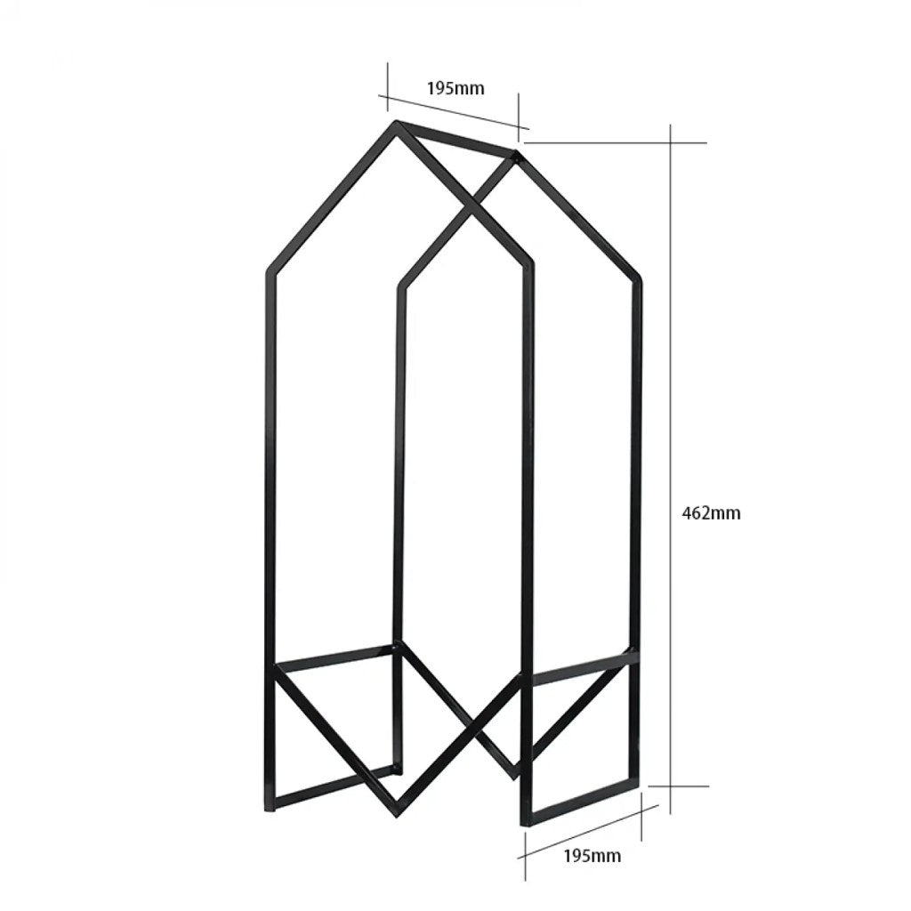 Porta Vinilos Origami Kallfü metal negro — esquema de medidas 20x20x46 cm
