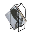 Porta Vinilos Origami Kallfü metal negro con discos, 20x20x46 cm — vista 3/4
