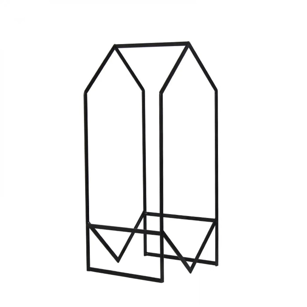 Porta Vinilos Origami Kallfü metal negro vacío — estructura de alambre angular