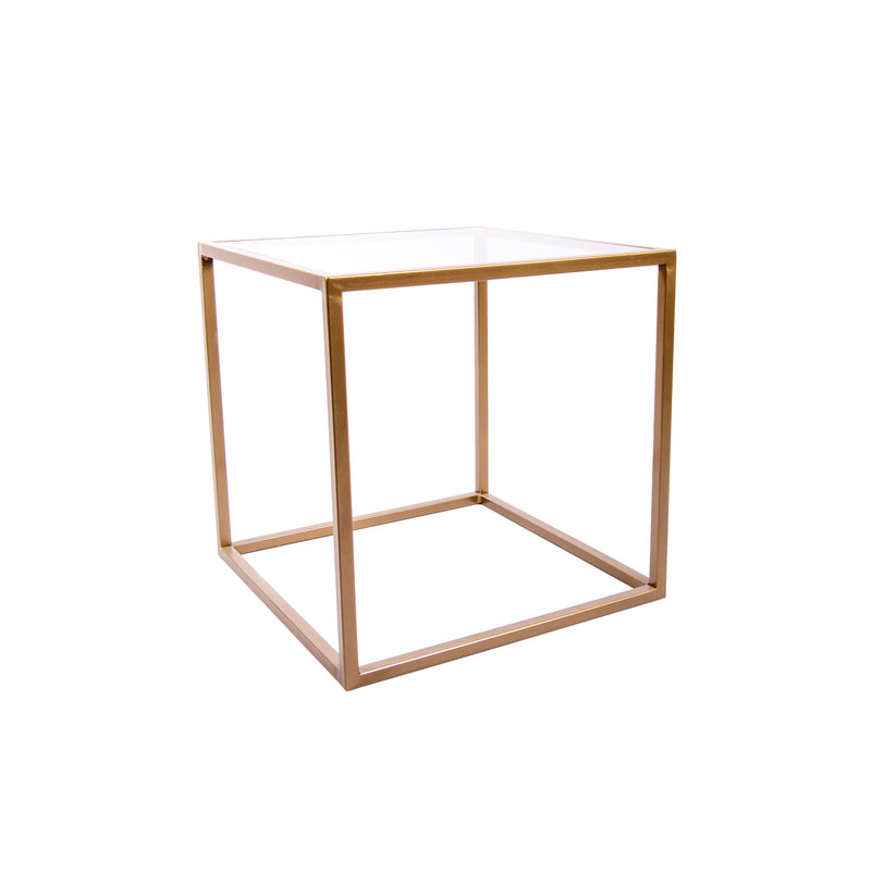 Mesa Lateral CUBO 40 GLASS GOLDEN