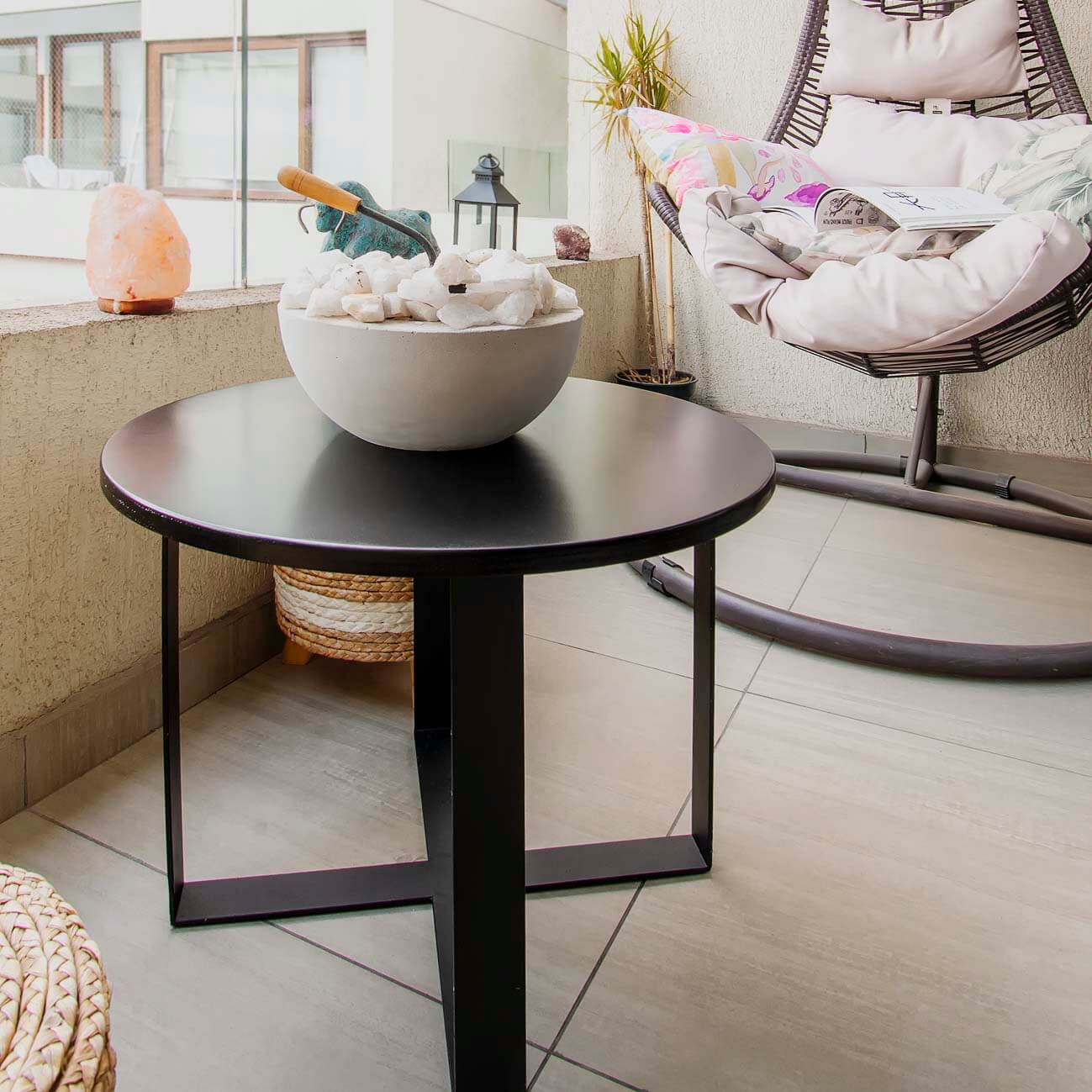 Mesa de centro redonda para decorar